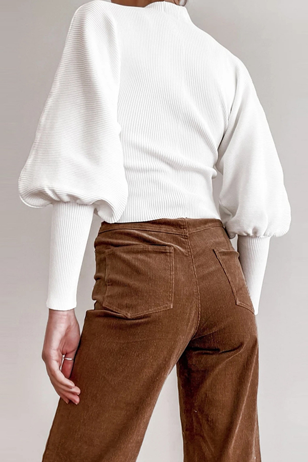 Casual Solid Patchwork Turtleneck Tops Sweater